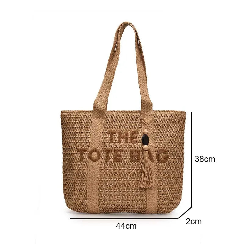French Style Large Capacity Woven Straw Woven Bag for Women New Beach Vacation Shoulder Bag Casual Commuting Tote Bag Purse