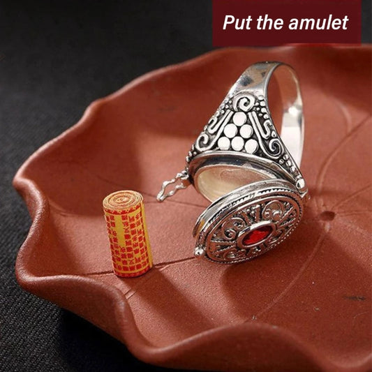 Antique Openable Gawu Box Ring Unique Jewelry Storage Container Finger Ring Adjustable Opening Ring for Men Women