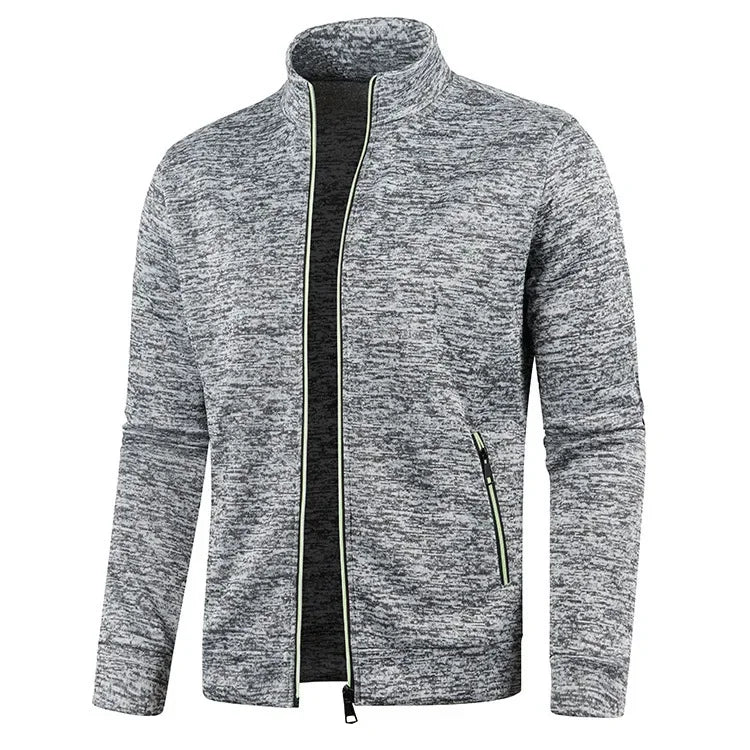 Autumn Winter New Men's Long Sleeves Zipper Knit Thin Fashion Hoodies Sweatshirt Solid Color Thicker  Top Slim Fit Male Clothing