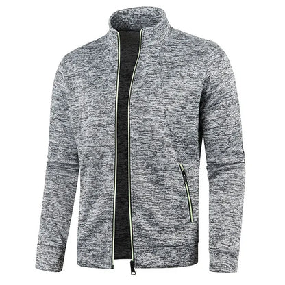 Autumn Winter New Men's Long Sleeves Zipper Knit Thin Fashion Hoodies Sweatshirt Solid Color Thicker  Top Slim Fit Male Clothing