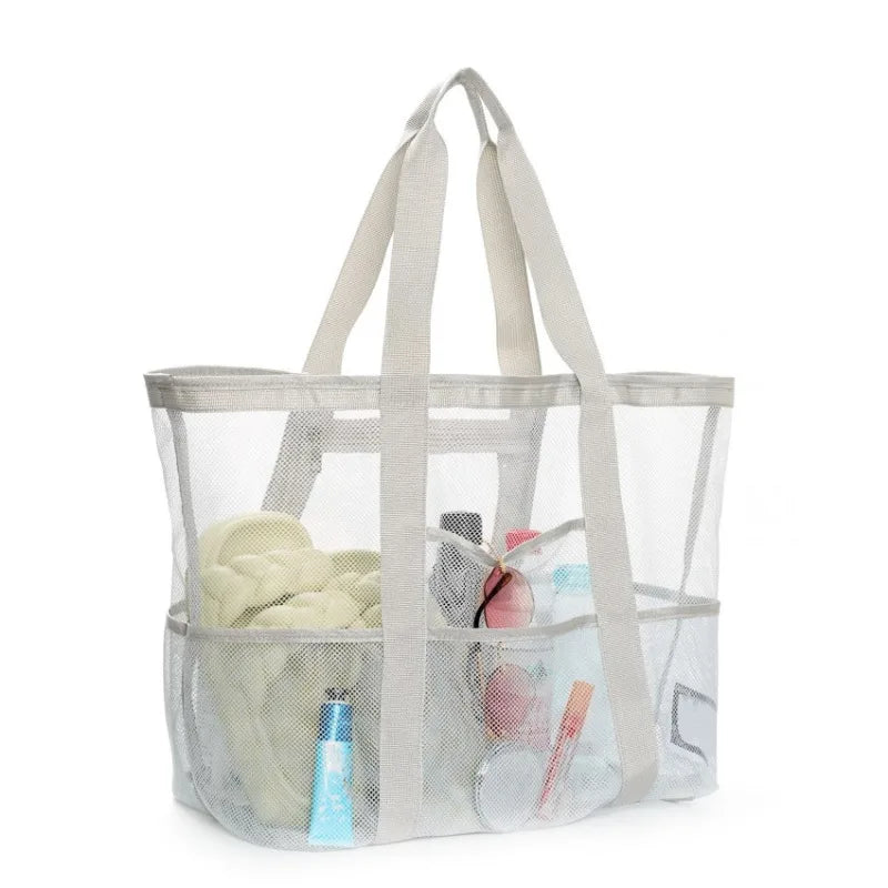 Picnic Beach Bag Women Mesh Transparent Swim Storage High Capacity Shopping Bags Tote