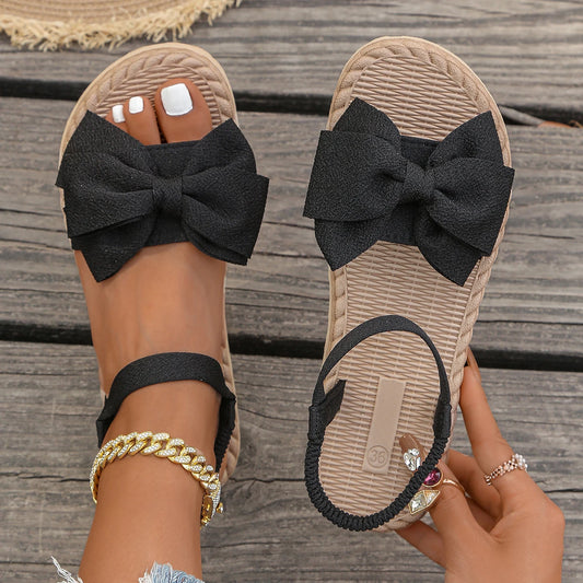 New Summer Lightweight Sandals Fashion Beach Casual Slippers Outdoor Bow Tie Flat Shoes Home Slides Women