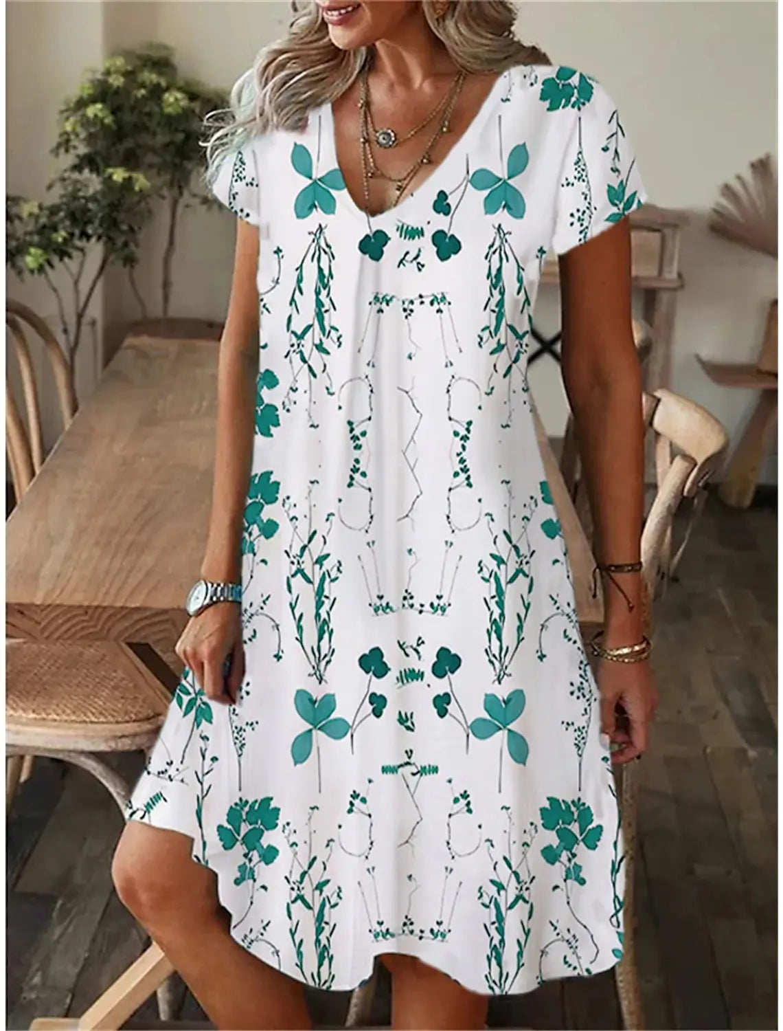 Women's Casual Loose Fitting Short Sleeved Dress T-shirt Style Mini Dresses Summer Casual Loose Dress Vestidos