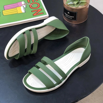 2024 New Fashion Women Comfortable Sandals Summer New Candy Color Women Cute Shoes Peep Toe  OutdoorShoes Woman Flats