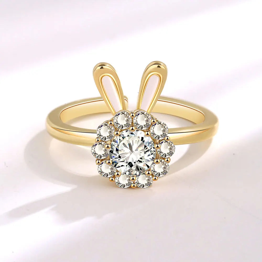 VENTFILLE 925 Sterling Silver Sunflower Diamond Zircon Rotatable Ring For Women Gift Relieve Stress Ring Jewelry Wholesale