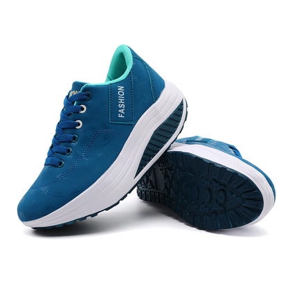 Comfortable Wedge Heel Thick Sole Sneakers Lace-up shoes