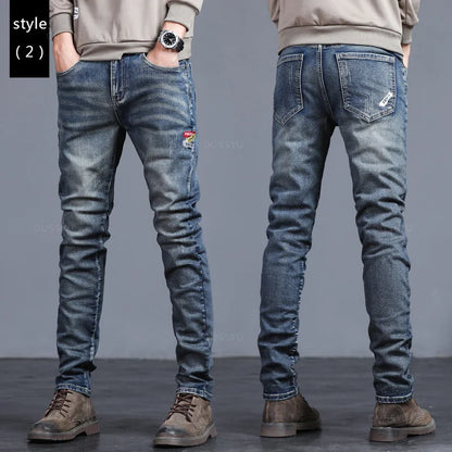 2025 New Men's Stretch Skinny Jeans Fashion Casual Cotton Denim Slim Fit Pants Male Korean Trousers Streetwear Brand Clothing