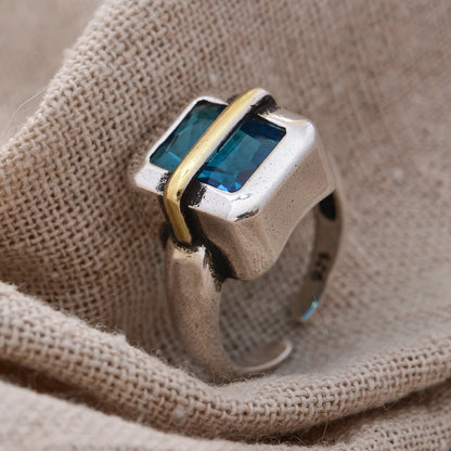 New Arrival Trendy Blue Crystal Retro Thai Silver Ladies Finger Ring For Women Hand Jewellery Accessories Never Fade