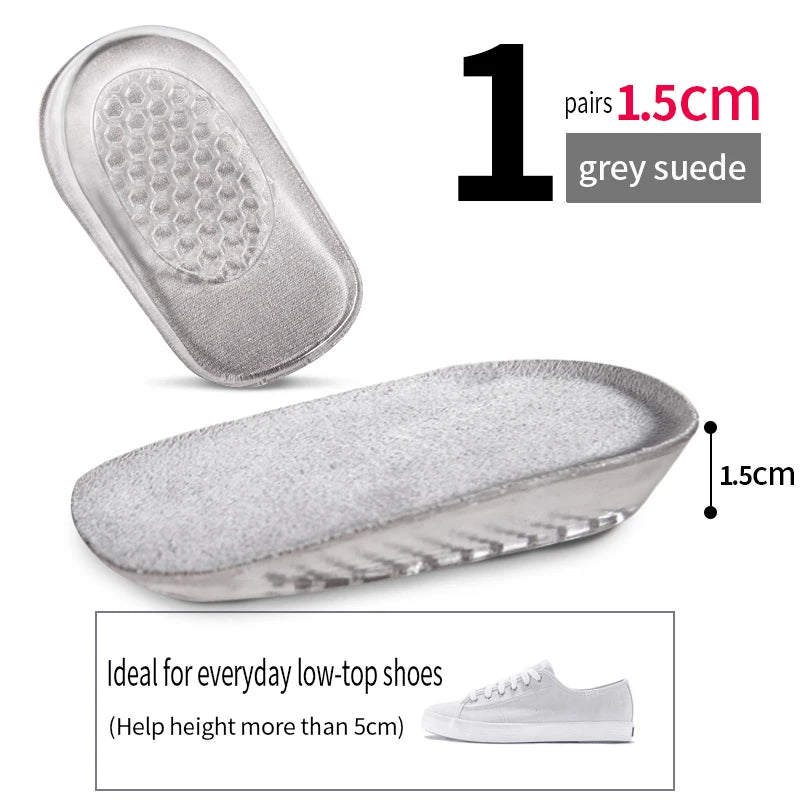 Silicone Gel Invisible Height Increase Insole Heel Lifting Inserts Shoe Foot Care Protector Elastic Cushion Insert for Men Women