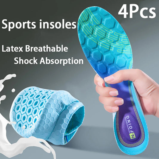 4Pcs men women Breathable sports insoles summertime Odor Control Insole Elastic Shock Absorbing Sole Outdoor Running Insole