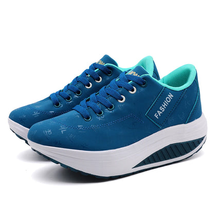 Comfortable Wedge Heel Thick Sole Sneakers Lace-up shoes