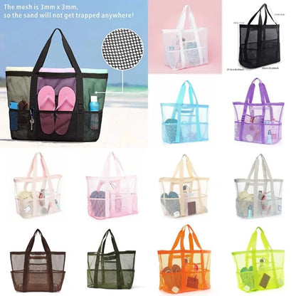 Picnic Beach Bag Women Mesh Transparent Swim Storage High Capacity Shopping Bags Tote