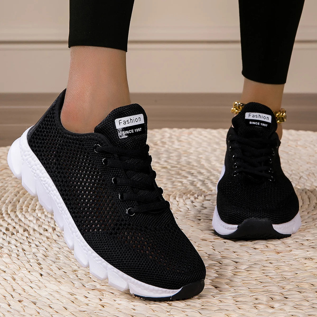 New cross-border large summer hollowed-out woven women's sports casual shoes