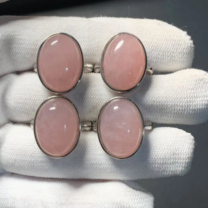 MM Natural Rose Quartz Ring Adjustable Female Ring Jewelry for Women Gift Wholesale High Quality Vintage Fine