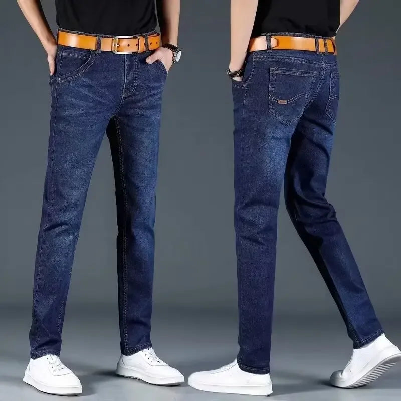 Trendy Slim Straight Men's Jeans Basic Style Casual Loose Fit Male Fashionable Chinese Brand AE Stock Origin China