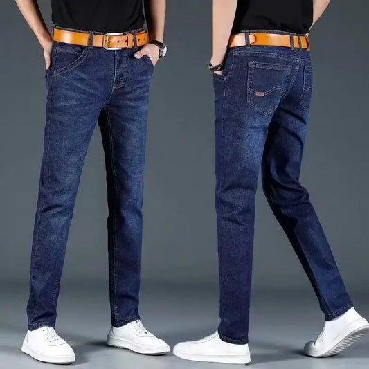 Trendy Slim Straight Men's Jeans Basic Style Casual Loose Fit Male Fashionable Chinese Brand AE Stock Origin China