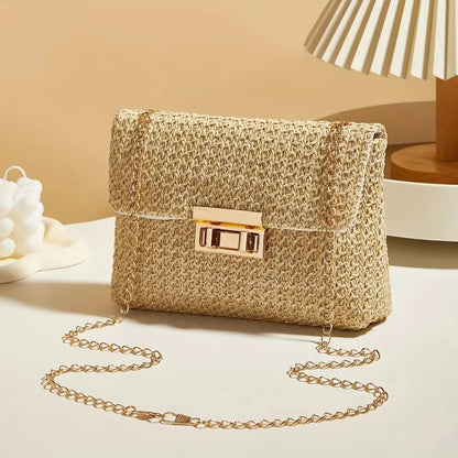 Fashion Straw Shoulder Bag Handmade High Capacity Clutch Handbag Woven Beach Bag Women