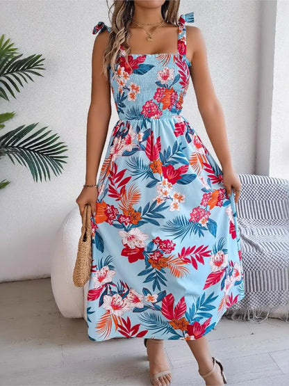 New Print Casual Party Dress Summer Fashion Elegant Spaghetti Strap Sleeveless Beach Boho Casual Dresses Womens Clothing