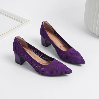 High Heel Women's 2025 Spring and Autumn New Soft Knitted Breathable and Comfortable Shoes