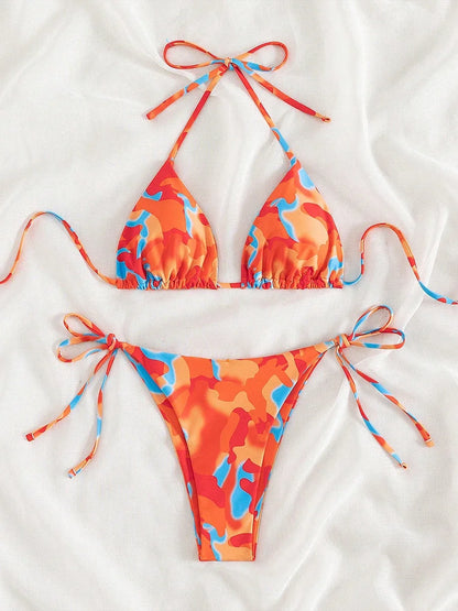 Tie Dye Micro Bikini 2025 Women Swimsuit Female Swimwear Thong Bathing Suits Sexy Bikinis Sets Lace Up Brazilian Halter Biquini