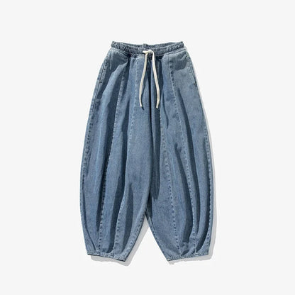 Men Casual Pants Japanese Styles Jeans Fashion Loose Mens Hip Hop Lantern Pants Streetwear Male Oversize Denim Wide Leg Trousers