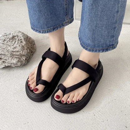 Women Platform Sandals Flat Flip Flops Summer Beach Sexy Casual shoes Ladies Shoes  Fashion Woman Black Sandals
