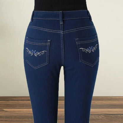 Straight leg Jeans Women High waisted Elastic New Slim Denim Pants Female Spring Autumn Loose Hip Lifting Casual Trousers