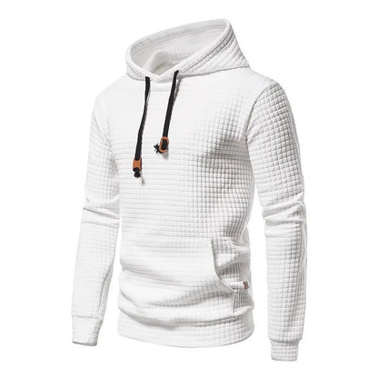 2024 new men's casual large pocket pullover, small checkered jacquard sweatshirt, checkered hoodie, fashionable sportswear