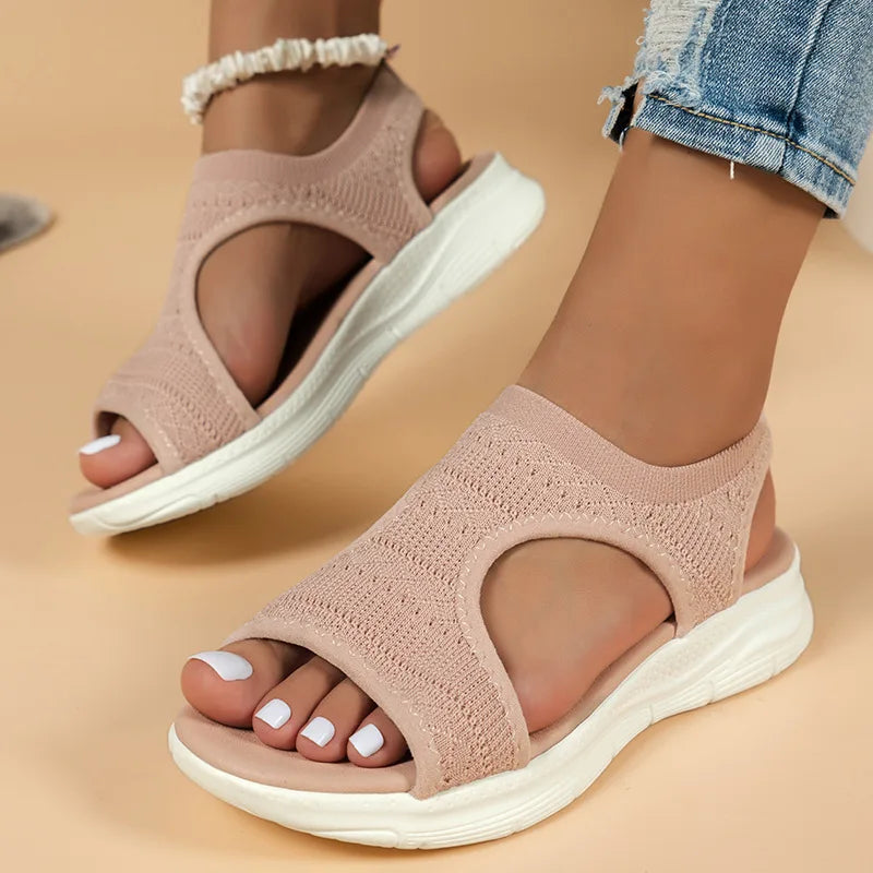 Women Summer Shoes New Mesh Fish Platform Sandals Women's Open Toe Wedge Sandals Ladies Light Casual Shoes