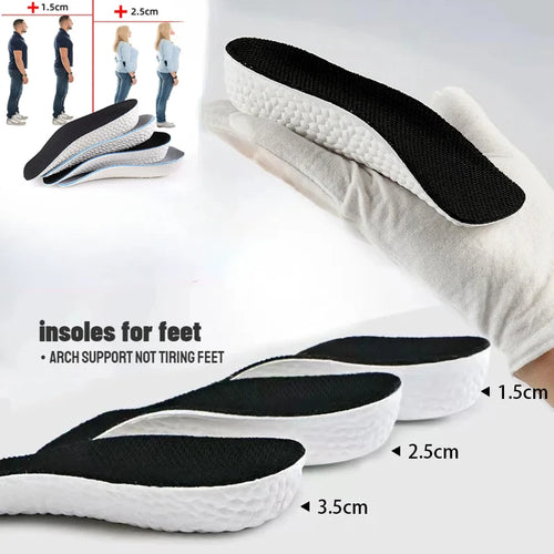 Height Increase Insoles for Men Women Shoes Flat Feet Arch Support Orthopedic Insoles Sneakers Heel Lift Memory Foam Shoe Pads
