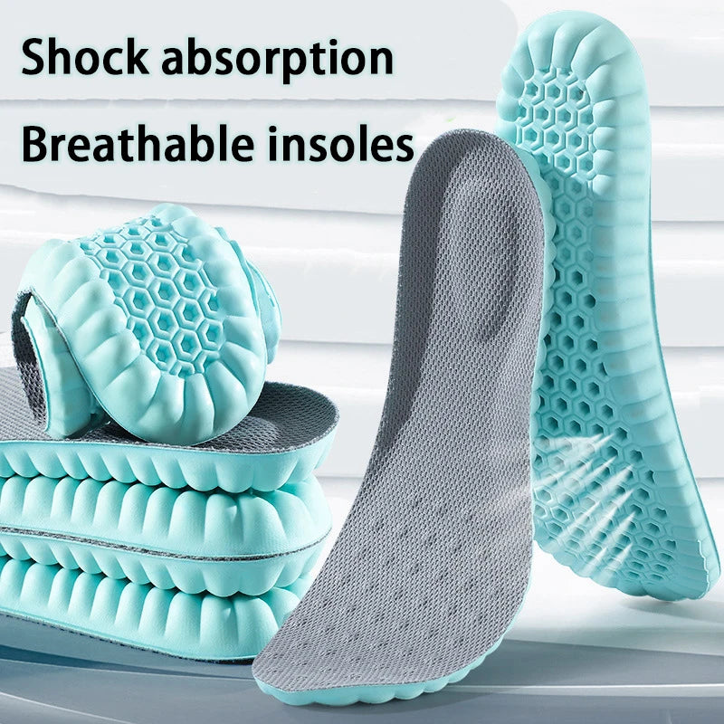 1pair soft breathable insoles Men's outdoor sports running insoles Elastic shock-absorbing sole Arch support comfort insole