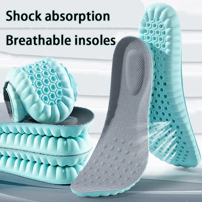 1pair soft breathable insoles Men's outdoor sports running insoles Elastic shock-absorbing sole Arch support comfort insole