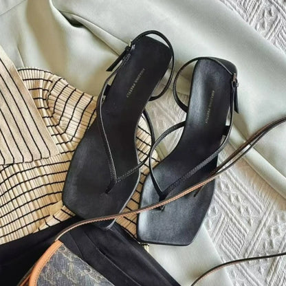 Clip Toe Women Heeled Sandals Square Toe Mid Heels Elegant Shoes Summer 2025 New Fashion Pumps Designer Dress Sandalias De Mujer