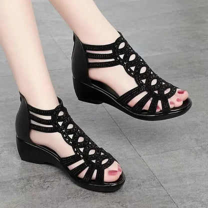 Soft Leather Roman Sandals Women  Summer New Soft Sole Outwear Women's Wedge Shoes Fashion Casual Designer Shoe Ladies