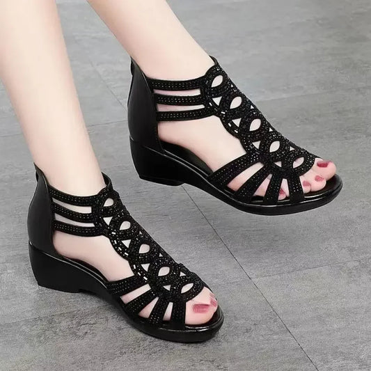 Soft Leather Roman Sandals Women  Summer New Soft Sole Outwear Women's Wedge Shoes Fashion Casual Designer Shoe Ladies
