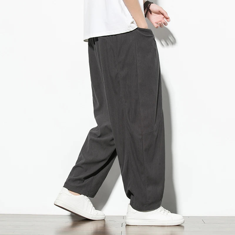 Spring Autumn Corduroy Casual Man Pants Harajuku Loose Fit Ankle-length Harem Men's Pants