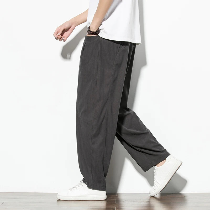 Spring Autumn Corduroy Casual Man Pants Harajuku Loose Fit Ankle-length Harem Men's Pants
