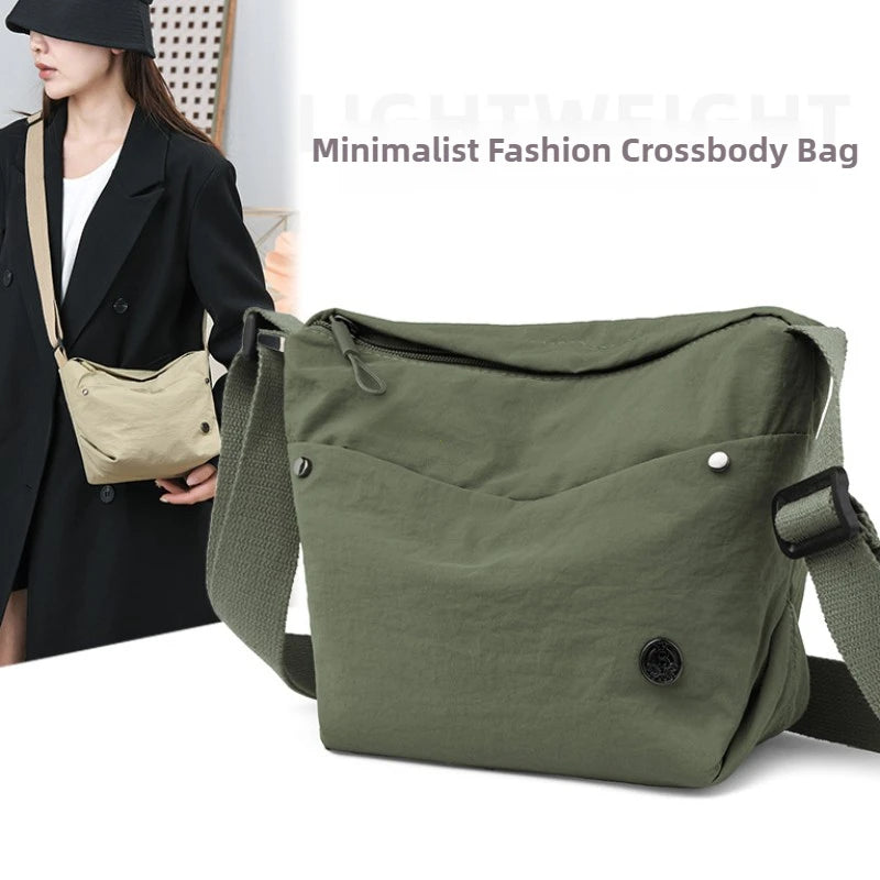 Ultra-light Nylon Crossbody Bag for Women Adjustable Wide Strap Lightweight Women's Bag Zipper Closure Stylish Messenger Bag