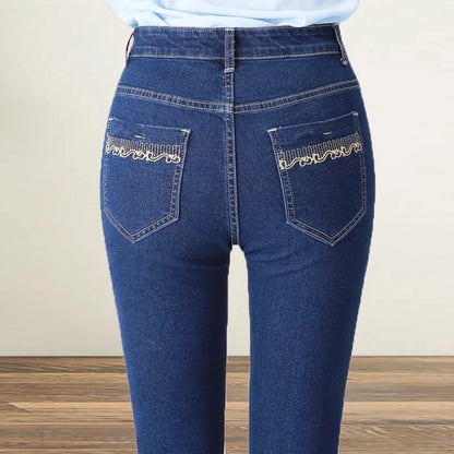 Straight leg Jeans Women High waisted Elastic New Slim Denim Pants Female Spring Autumn Loose Hip Lifting Casual Trousers