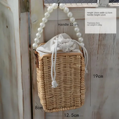 Straw Bags for Women Square Handbags Summer Rattan Shoulder Bags Handmade Knitted Storge Small Totes Bag 2025 New Fashion women