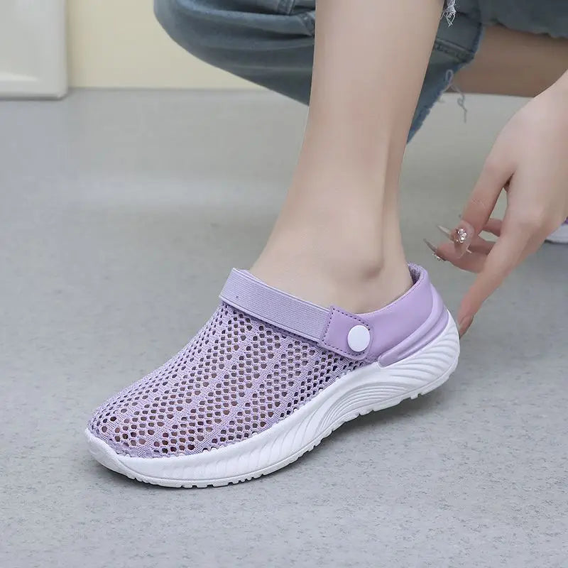 On Beach Sandals Hollow Breathable Slides Low Heel Soft Woman Slippers Clappers Slip-resistant Shoes for Women Original H Sandal