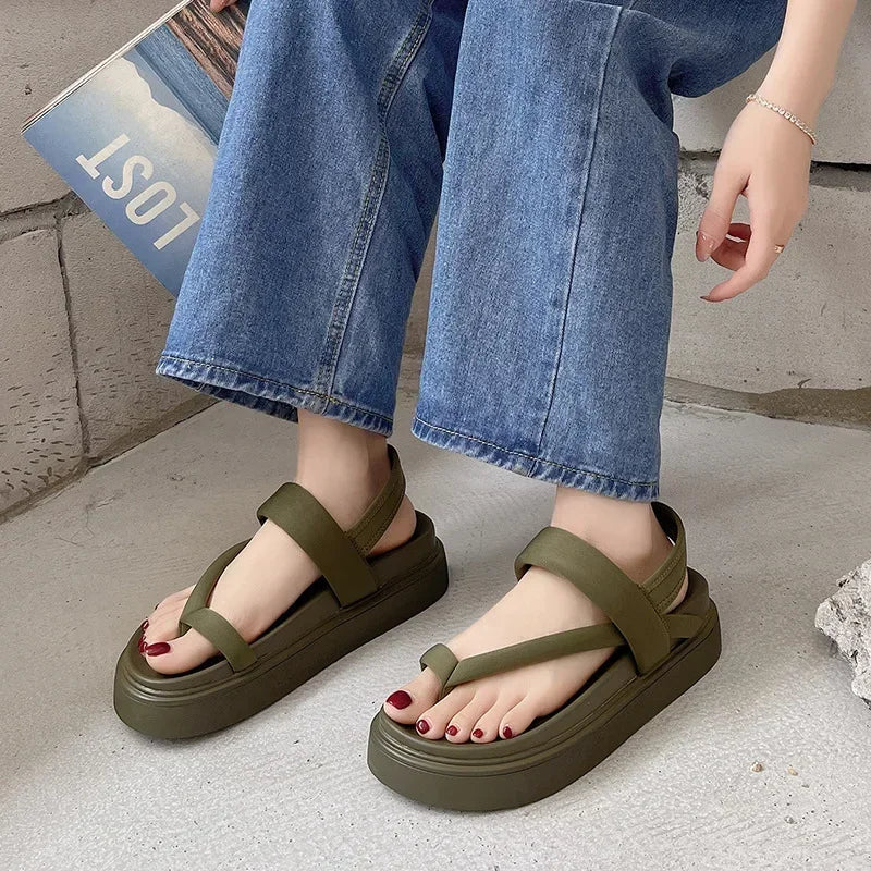 Women Platform Sandals Flat Flip Flops Summer Beach Sexy Casual shoes Ladies Shoes  Fashion Woman Black Sandals