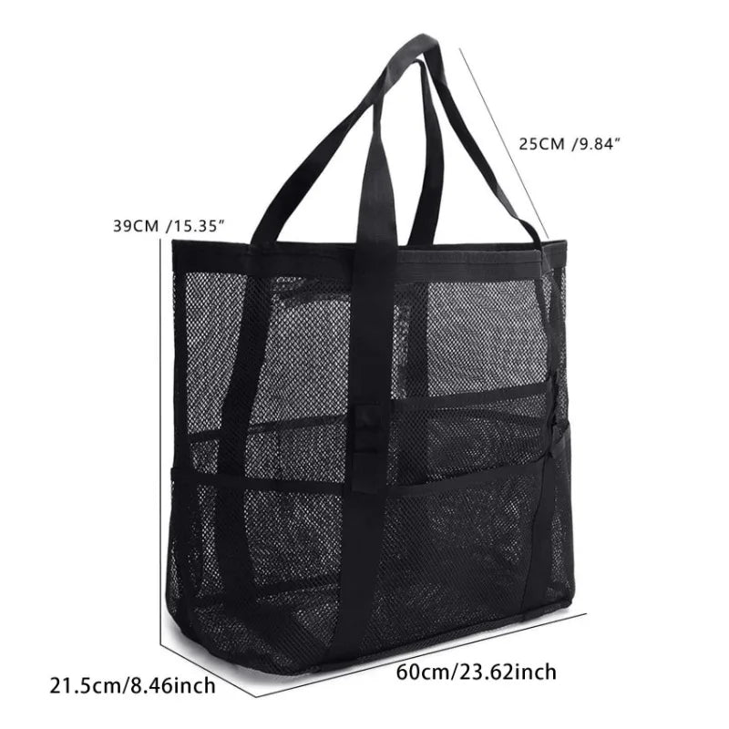 Picnic Beach Bag Women Mesh Transparent Swim Storage High Capacity Shopping Bags Tote