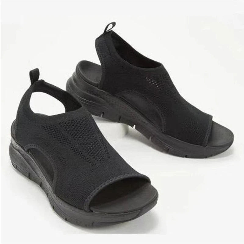 Women Summer Shoes  Mesh Fish Platform Sandals Women's Open Toe Wedge Sandals Ladies Light Casual Shoes