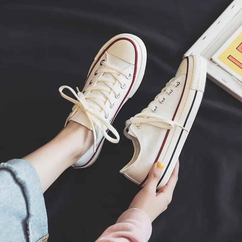 Women Vulcanized Shoes Sponge Cake Thick Soled Canvas Shoes for Women Fashion New Student Versatile White Shoes for Women
