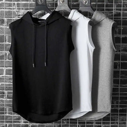 Brand New Solid Color  Men's Tank Tops Vest Sleeveless Tees For Male Hooded Man Vests Tops Hip Hop Men Tank Top T shirt