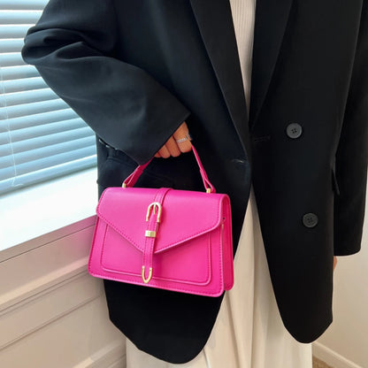 Fashionable Minimalist Crossbody Bag with Top Handle and Flap for Women Solid Color Square Purse with Simple Design Womens Bag