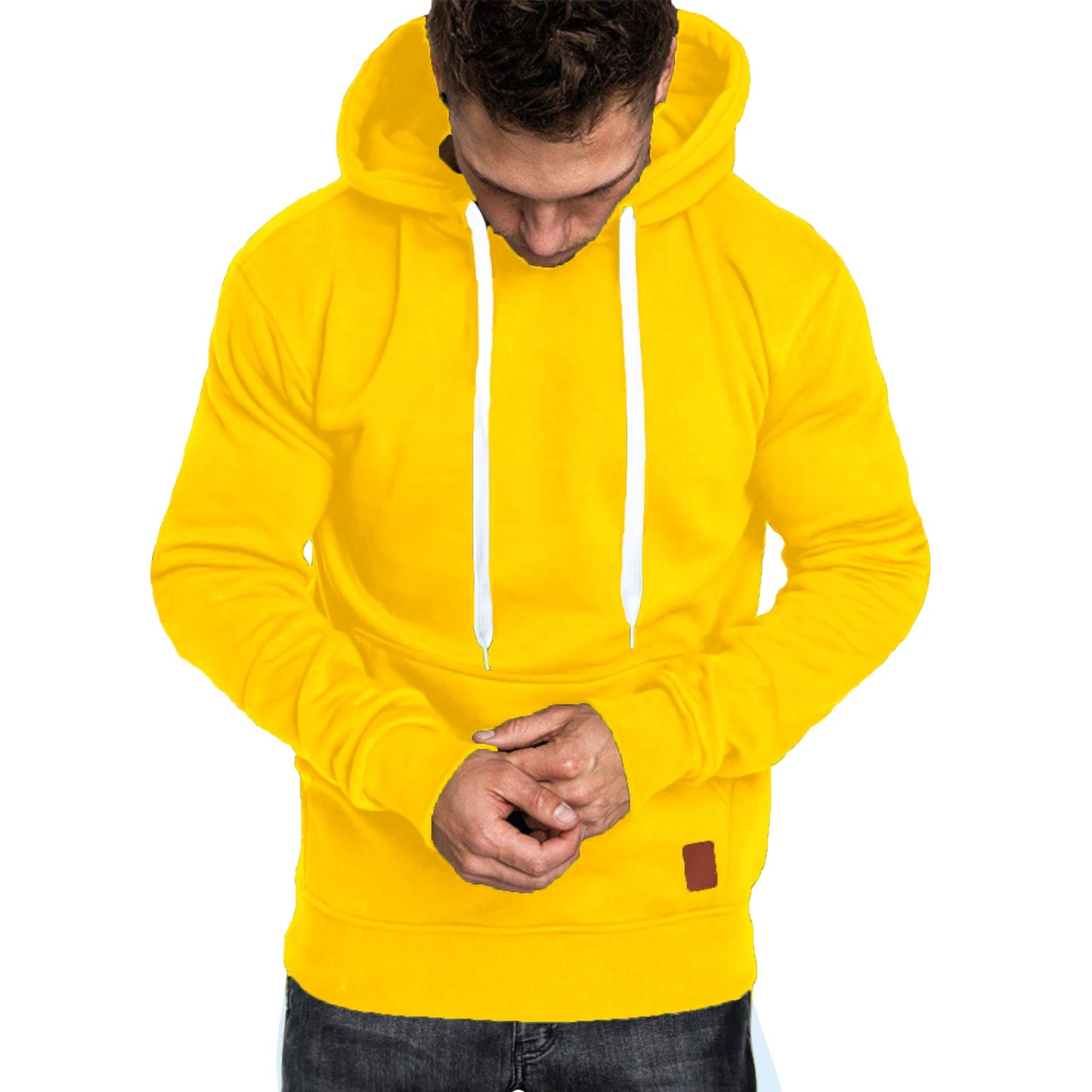Men's autumn and winter solid color outdoor sports casual hoodie top
