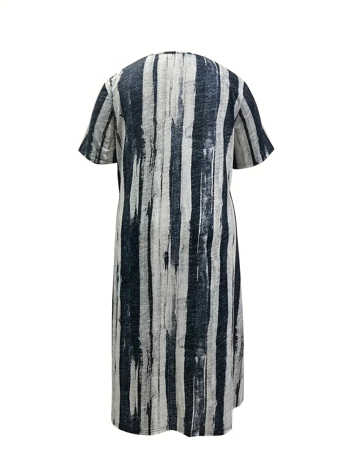 Plus-size women's multi-colored sleeveless round-neck printed dress, suitable for spring/summer/fall - oversized turtleneck styl