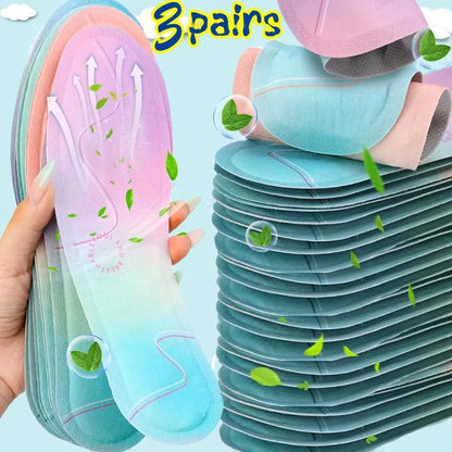 Summer Cooling Insoles for Men Women Leather Shoes Breathable Sweat Absorbing Herbal Antibacterial Deodorant Comfort Foot Pads